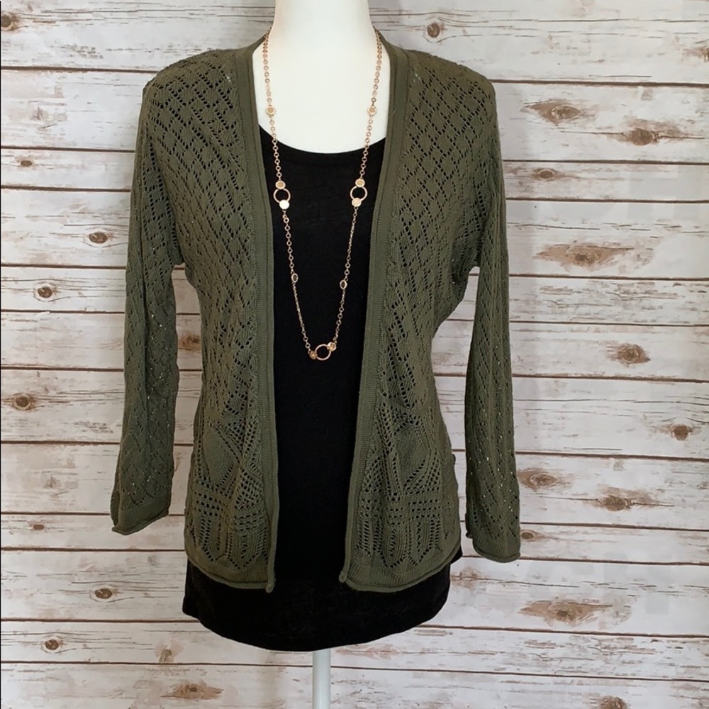 Joseph A olive green long sleeve cardigan size XL